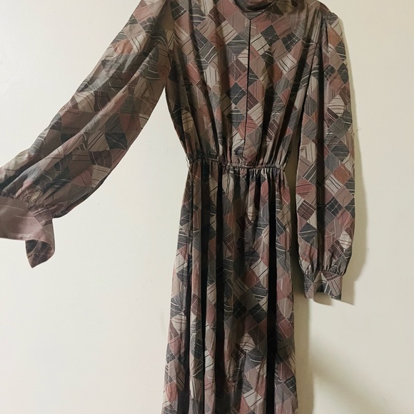 Vintage 80s does 40s Dress Long Sleeve - Picture 5 of 16